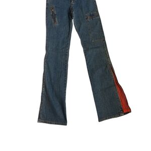 FANG Vintage Denim Flare Jeans with Orange Detail